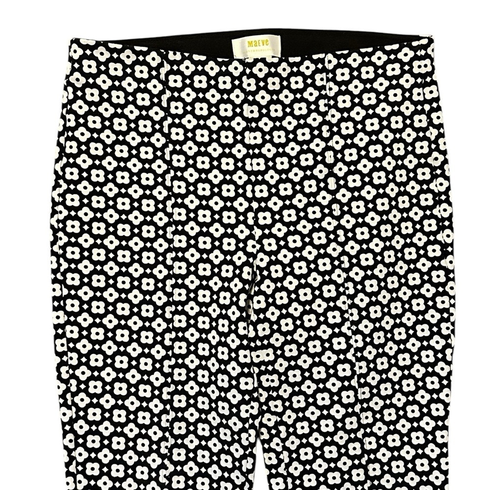 Maeve Kick Flare Pants Black White Flowers X-Small - Picture 2 of 5